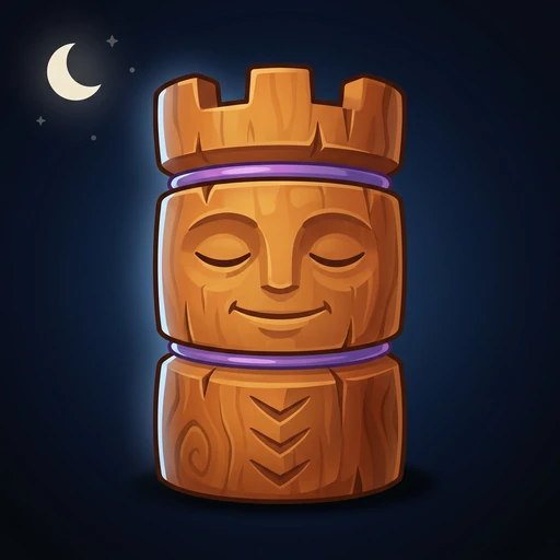TOTEM app icon — a carved wooden totem under a crescent moon