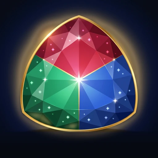 TRIAD app icon — a cut gem in ruby, emerald and sapphire